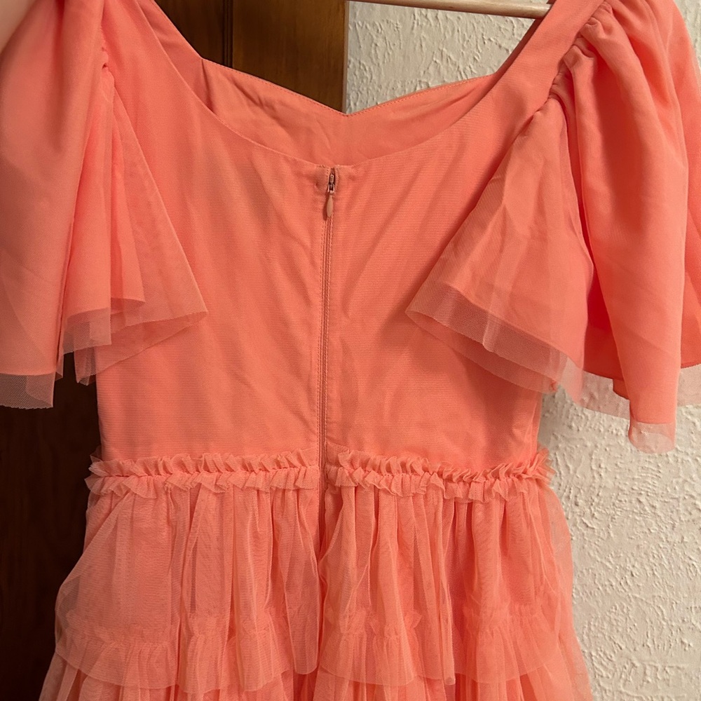 JessaKae Elegant Coral Ruffle Dress - Picture 4 of 6